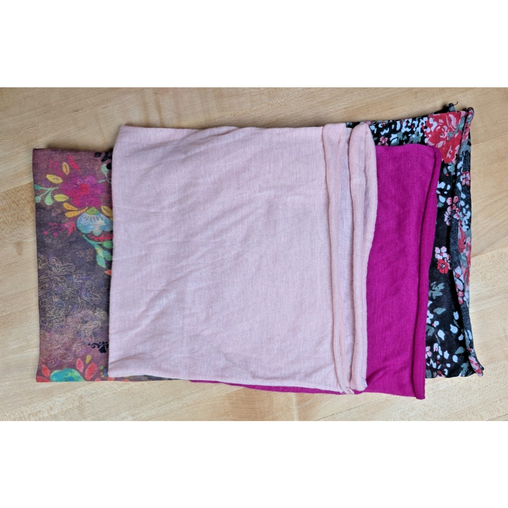 Natural Life Boho Bandeau Headbands Set 4 Floral Pink Stretch Yoga Festival